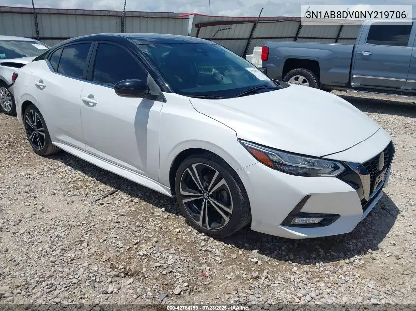 2022 Nissan Sentra Sr Xtronic Cvt VIN: 3N1AB8DV0NY219706 Lot: 42784759