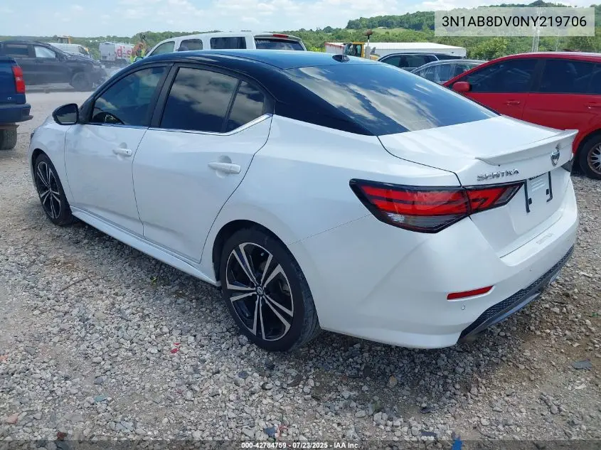 2022 Nissan Sentra Sr Xtronic Cvt VIN: 3N1AB8DV0NY219706 Lot: 42784759