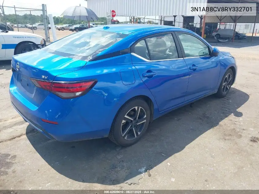 2024 Nissan Sentra Sv Xtronic Cvt VIN: 3N1AB8CV8RY332701 Lot: 42609010
