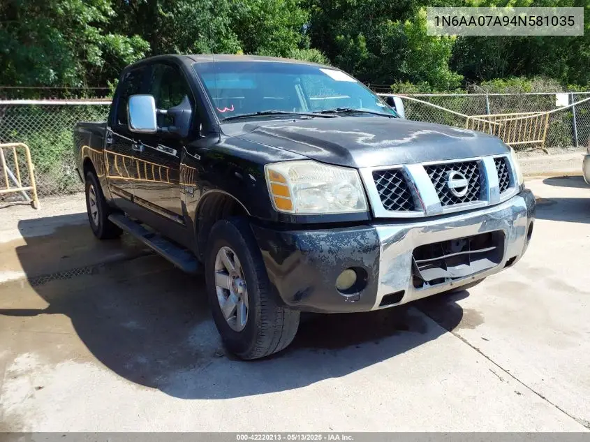 2004 Nissan Titan Le VIN: 1N6AA07A94N581035 Lot: 42220213