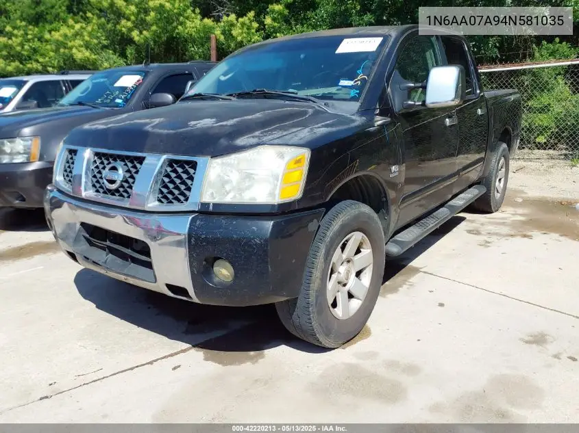 2004 Nissan Titan Le VIN: 1N6AA07A94N581035 Lot: 42220213