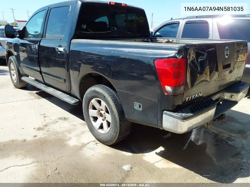 2004 Nissan Titan Le VIN: 1N6AA07A94N581035 Lot: 42220213