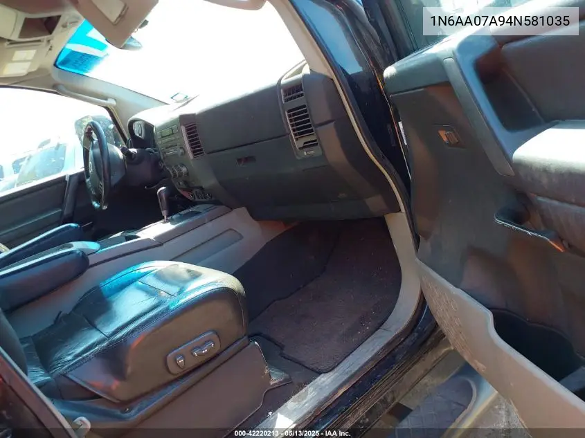 2004 Nissan Titan Le VIN: 1N6AA07A94N581035 Lot: 42220213