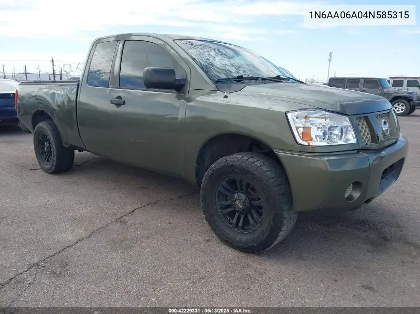 2004 Nissan Titan Xe VIN: 1N6AA06A04N585315 Lot: 42229331