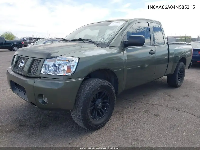 2004 Nissan Titan Xe VIN: 1N6AA06A04N585315 Lot: 42229331