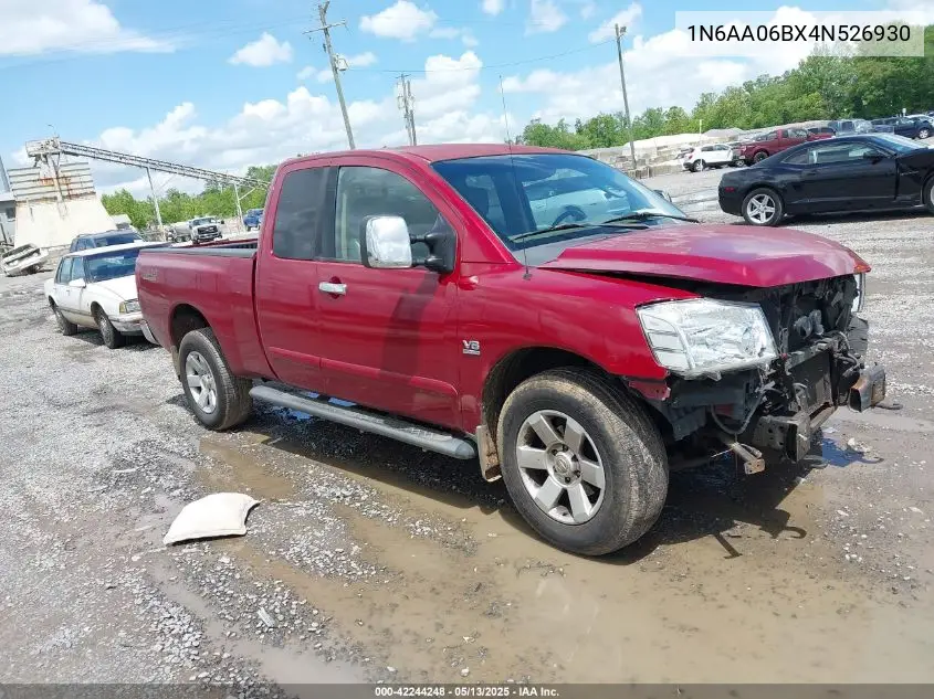 2004 Nissan Titan Le VIN: 1N6AA06BX4N526930 Lot: 42244248