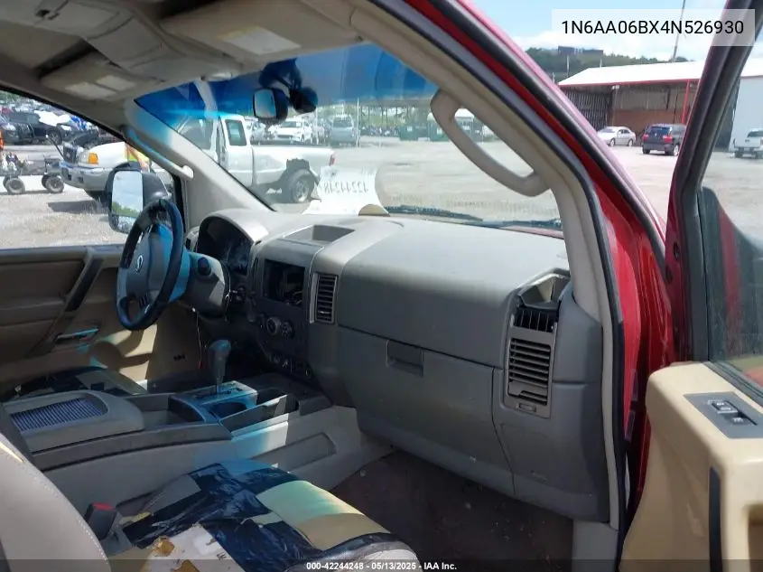 2004 Nissan Titan Le VIN: 1N6AA06BX4N526930 Lot: 42244248