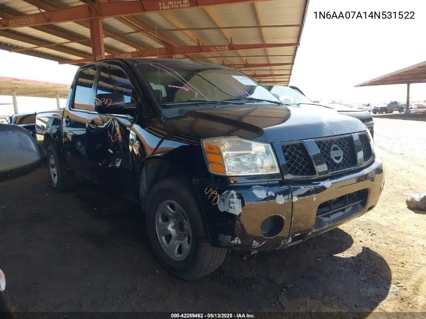 2004 Nissan Titan Xe VIN: 1N6AA07A14N531522 Lot: 42259462