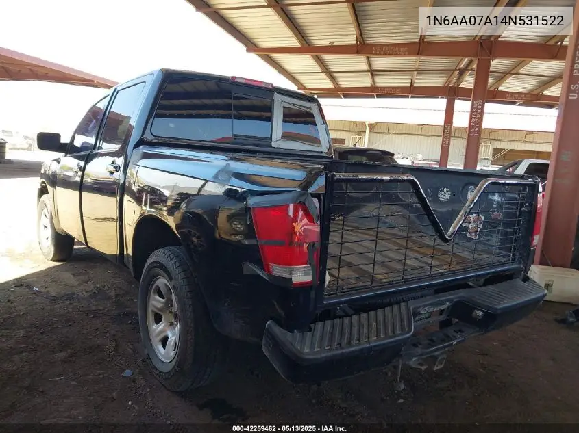 2004 Nissan Titan Xe VIN: 1N6AA07A14N531522 Lot: 42259462