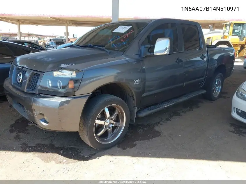 2004 Nissan Titan Le VIN: 1N6AA07B14N510971 Lot: 42262783