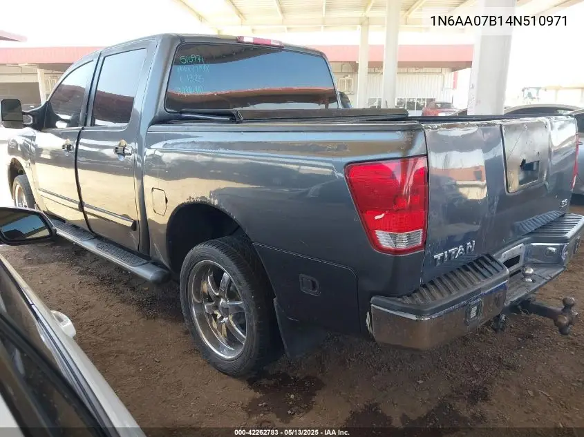 2004 Nissan Titan Le VIN: 1N6AA07B14N510971 Lot: 42262783