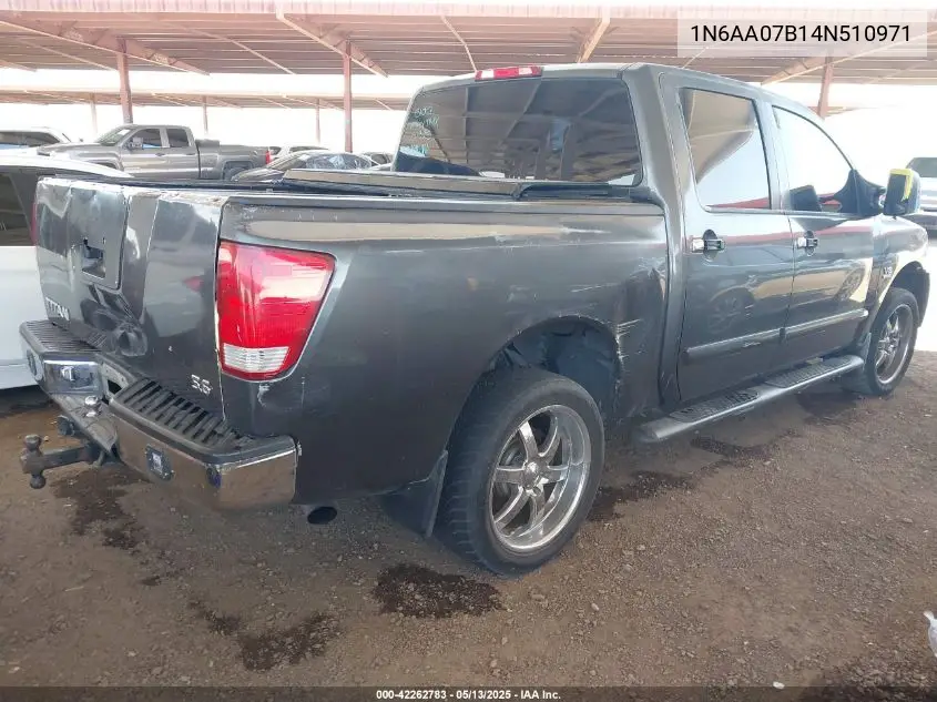 2004 Nissan Titan Le VIN: 1N6AA07B14N510971 Lot: 42262783