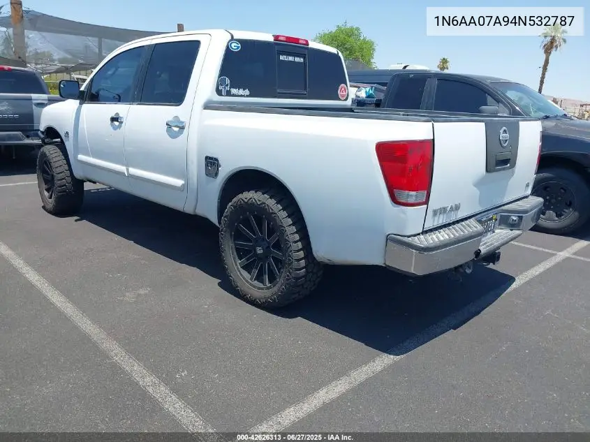 2004 Nissan Titan Se VIN: 1N6AA07A94N532787 Lot: 42626313