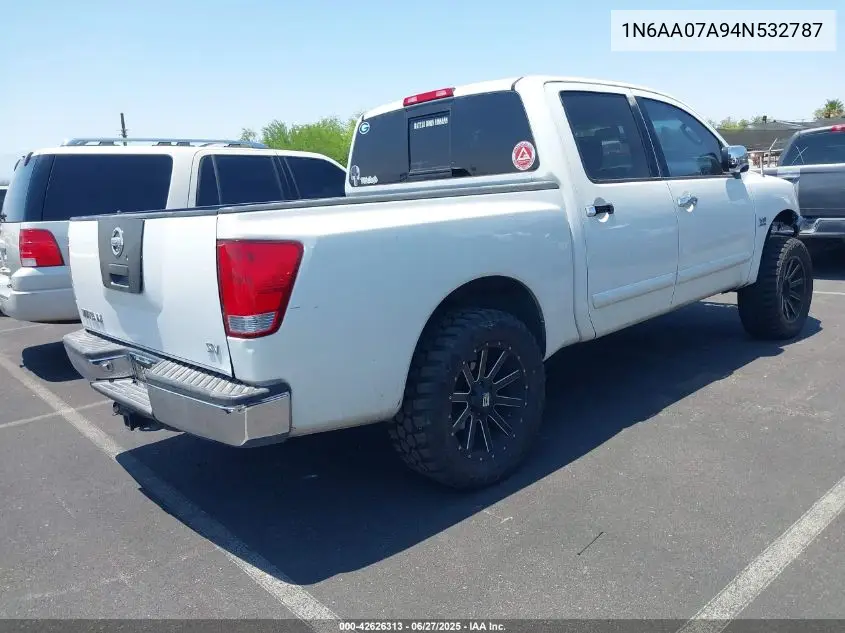 2004 Nissan Titan Se VIN: 1N6AA07A94N532787 Lot: 42626313