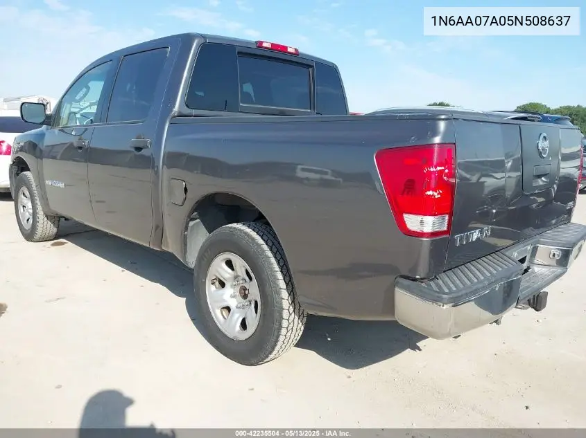 2005 Nissan Titan Xe VIN: 1N6AA07A05N508637 Lot: 42235504