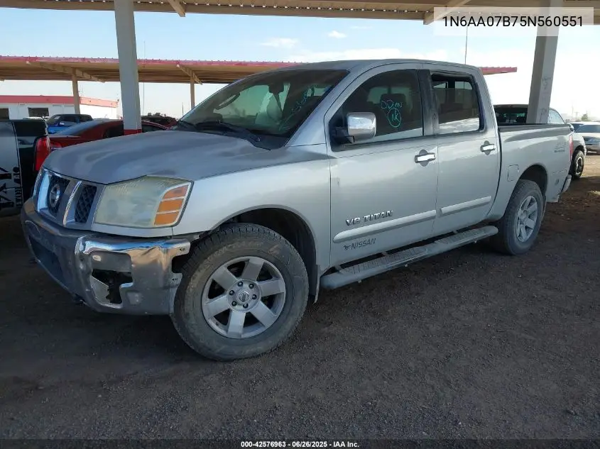 2005 Nissan Titan Le VIN: 1N6AA07B75N560551 Lot: 42576963