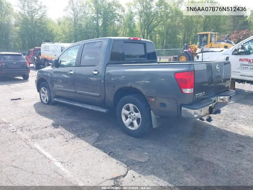 2006 Nissan Titan Se VIN: 1N6AA07B76N512436 Lot: 42262292