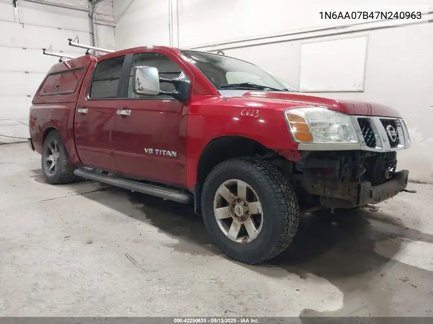 2007 Nissan Titan Le VIN: 1N6AA07B47N240963 Lot: 42250635