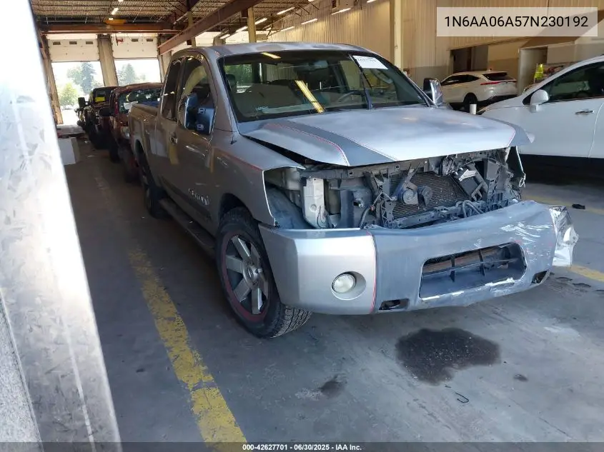2007 Nissan Titan Le VIN: 1N6AA06A57N230192 Lot: 42627701
