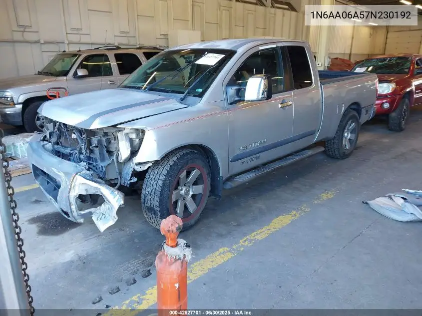 2007 Nissan Titan Le VIN: 1N6AA06A57N230192 Lot: 42627701