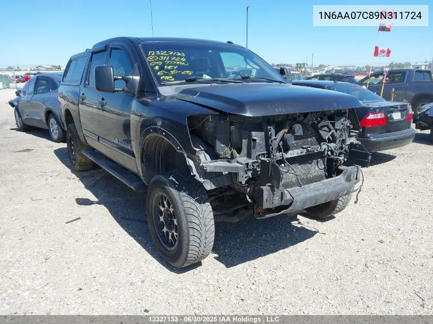 2009 Nissan Titan Xe VIN: 1N6AA07C89N311724 Lot: 12327133X