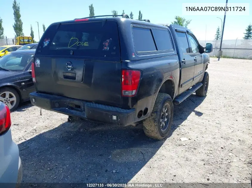 2009 Nissan Titan Xe VIN: 1N6AA07C89N311724 Lot: 12327133X
