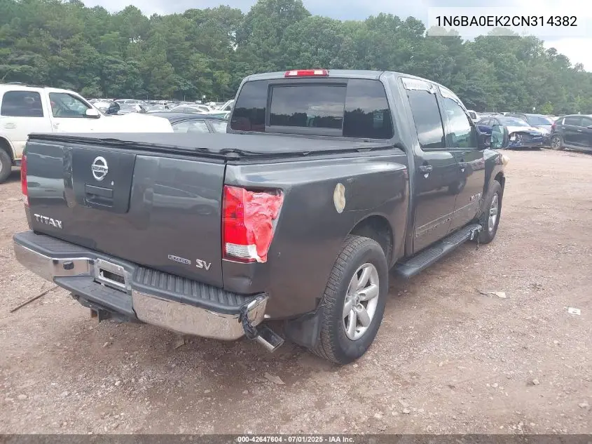 2012 Nissan Titan Sv VIN: 1N6BA0EK2CN314382 Lot: 42647604