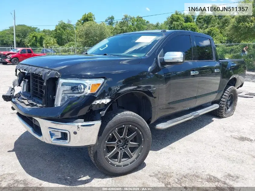 2018 Nissan Titan Sl VIN: 1N6AA1E60JN511357 Lot: 42582405