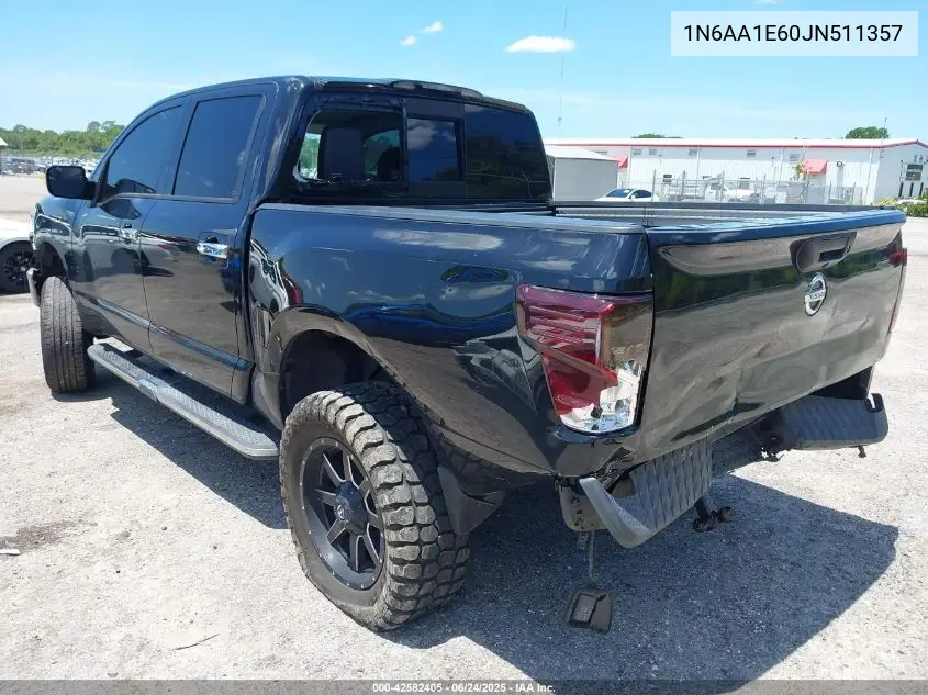 2018 Nissan Titan Sl VIN: 1N6AA1E60JN511357 Lot: 42582405