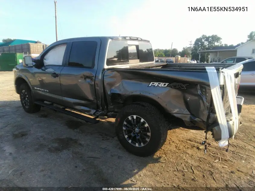 2019 Nissan Titan Sv/Platinum/Pro-4X/Platinum Reserve VIN: 1N6AA1E55KN534951 Lot: 42617999