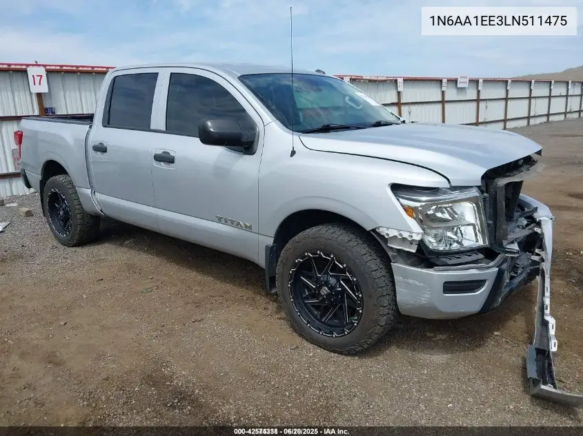 2020 Nissan Titan S 4X2 VIN: 1N6AA1EE3LN511475 Lot: 42575338