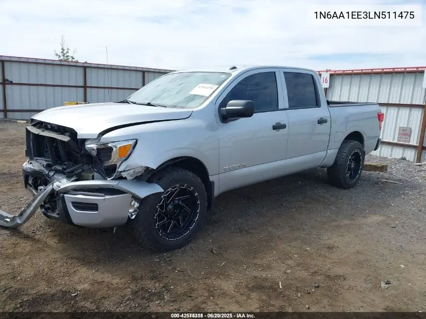 2020 Nissan Titan S 4X2 VIN: 1N6AA1EE3LN511475 Lot: 42575338