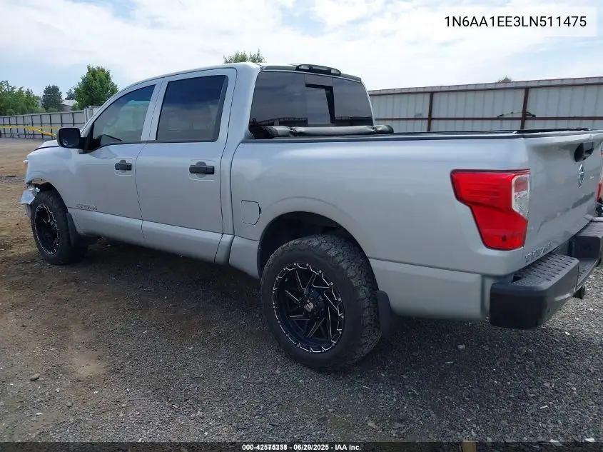 2020 Nissan Titan S 4X2 VIN: 1N6AA1EE3LN511475 Lot: 42575338