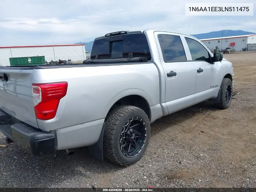 2020 Nissan Titan S 4X2 VIN: 1N6AA1EE3LN511475 Lot: 42575338