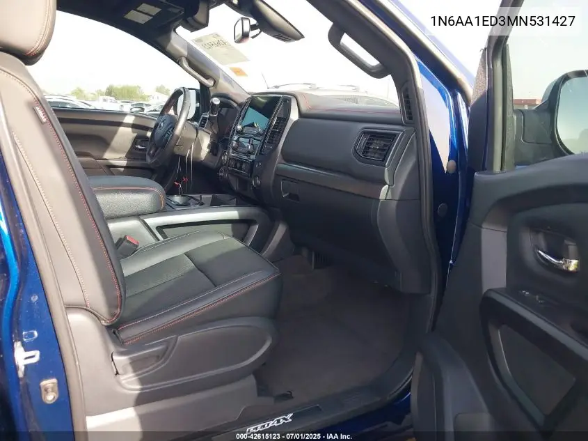 2021 Nissan Titan Pro-4X 4X4 VIN: 1N6AA1ED3MN531427 Lot: 42615123