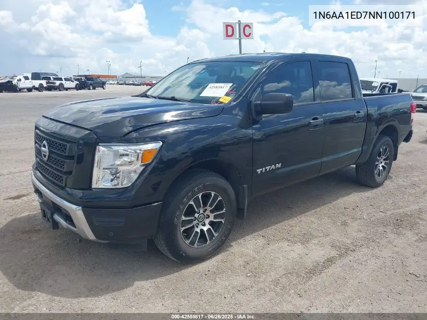 2022 Nissan Titan Sv 4X4 VIN: 1N6AA1ED7NN100171 Lot: 42585817