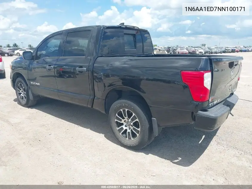 2022 Nissan Titan Sv 4X4 VIN: 1N6AA1ED7NN100171 Lot: 42585817
