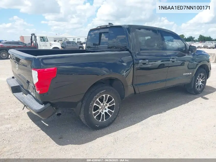 2022 Nissan Titan Sv 4X4 VIN: 1N6AA1ED7NN100171 Lot: 42585817