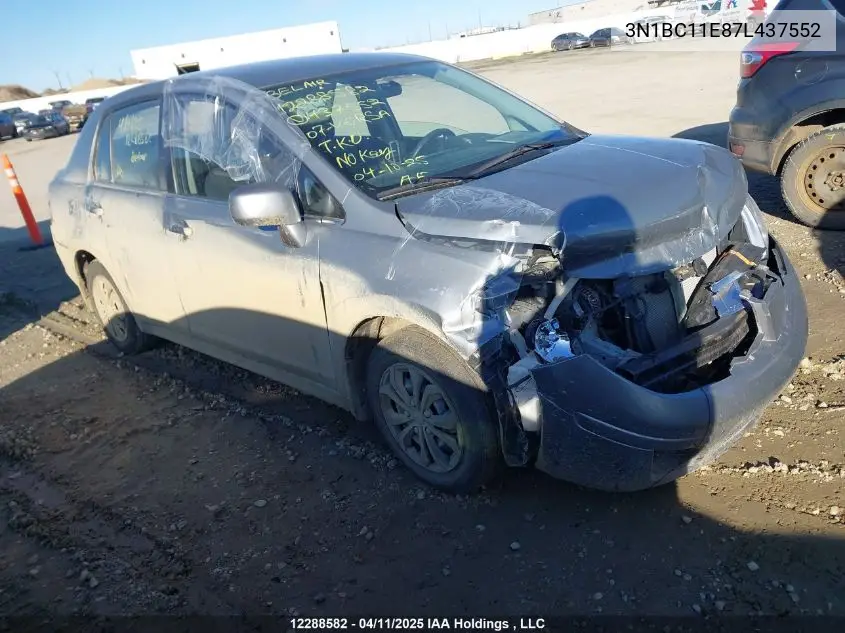 2007 Nissan Versa S/Sl VIN: 3N1BC11E87L437552 Lot: 12288582