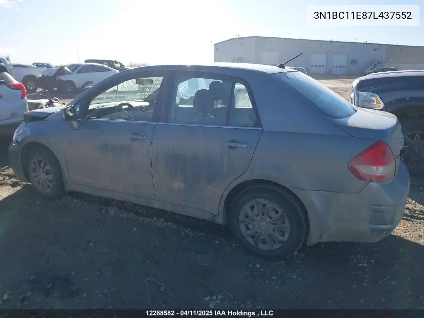 2007 Nissan Versa S/Sl VIN: 3N1BC11E87L437552 Lot: 12288582