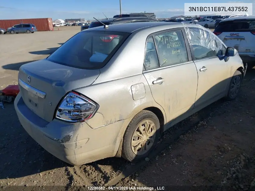 2007 Nissan Versa S/Sl VIN: 3N1BC11E87L437552 Lot: 12288582