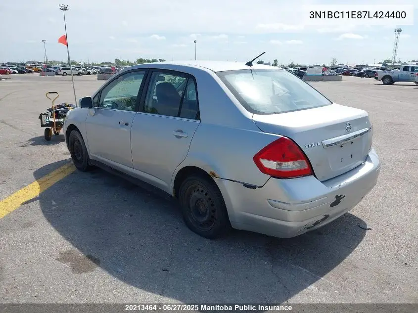 2007 Nissan Versa 1.8 S VIN: 3N1BC11E87L424400 Lot: 20213464
