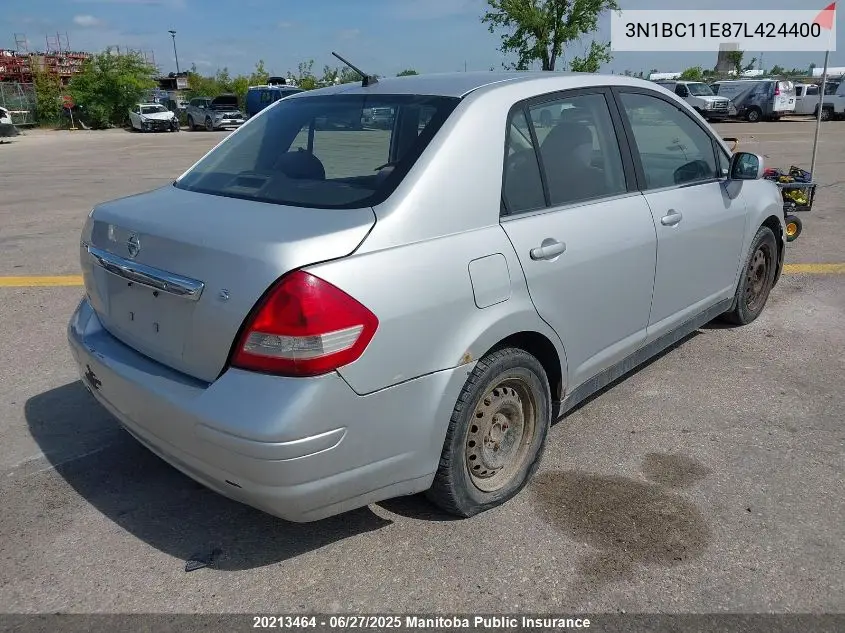 2007 Nissan Versa 1.8 S VIN: 3N1BC11E87L424400 Lot: 20213464