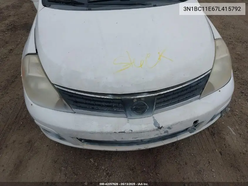 2007 Nissan Versa 1.8S VIN: 3N1BC11E67L415792 Lot: 42257626
