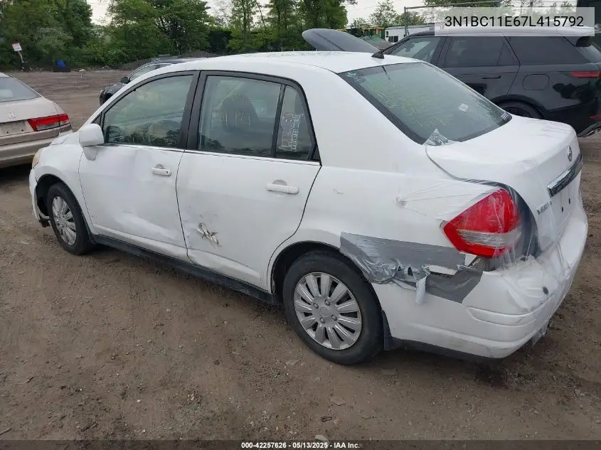 2007 Nissan Versa 1.8S VIN: 3N1BC11E67L415792 Lot: 42257626