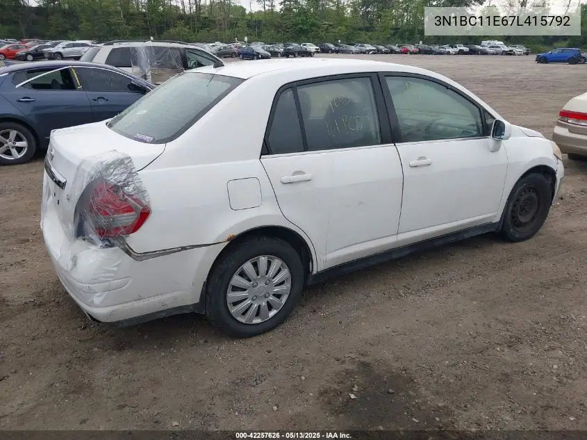 2007 Nissan Versa 1.8S VIN: 3N1BC11E67L415792 Lot: 42257626