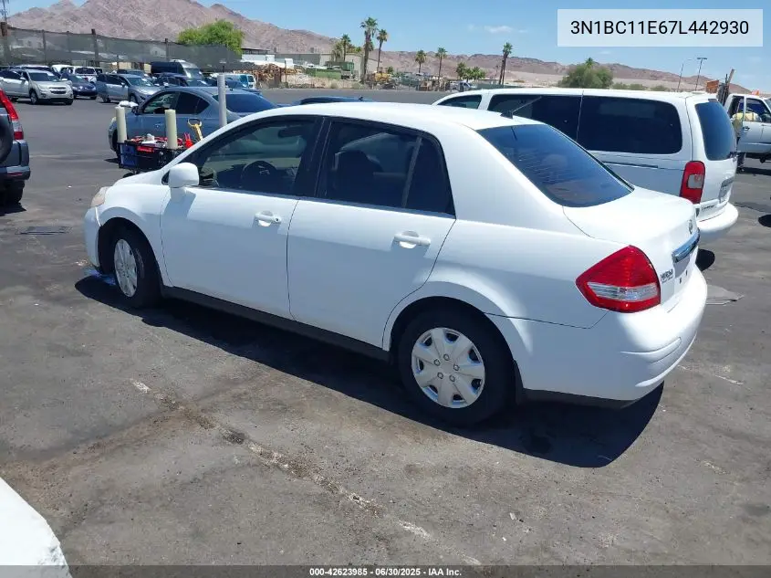 2007 Nissan Versa 1.8S VIN: 3N1BC11E67L442930 Lot: 42623985