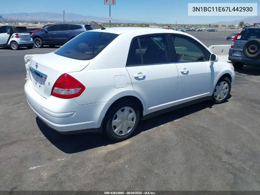 2007 Nissan Versa 1.8S VIN: 3N1BC11E67L442930 Lot: 42623985