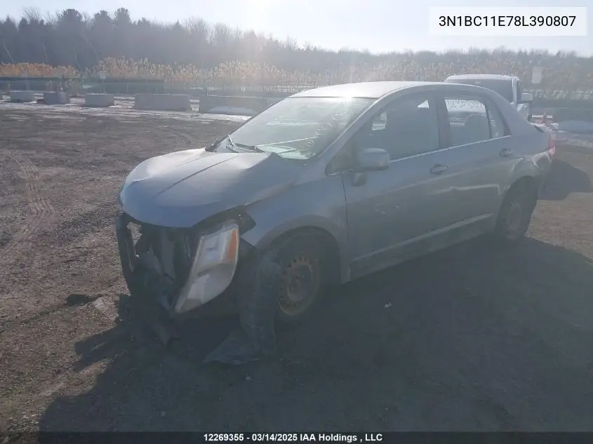 2008 Nissan Versa S/Sl VIN: 3N1BC11E78L390807 Lot: 12269355