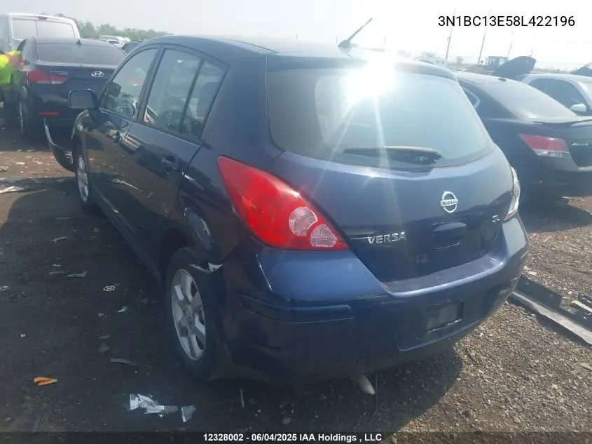 2008 Nissan Versa S/Sl VIN: 3N1BC13E58L422196 Lot: 12328002